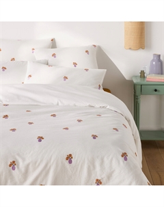 Пододеяльник из винтажного хлопка с вышивкой Ariette белый La redoute interieurs