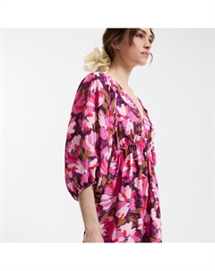 Платье макси с V-образным вырезом рукава-баллоны цветочный принт черный La redoute collections