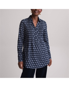 Лонгслив с воротником поло в форме рубашки синий Laredoute