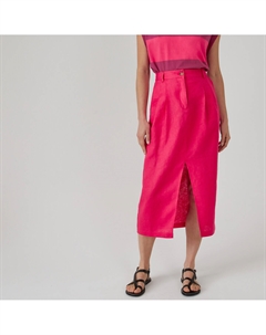 Юбка-карандаш изо льна длина миди розовый Laredoute