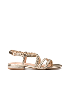 Сандалии плетеные на низком каблуке золотистый Laredoute