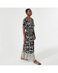 Платье длинное расклешенное с цветочным принтом бежевый Laredoute