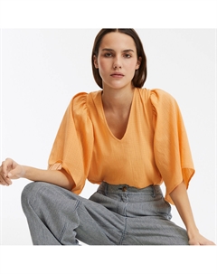 Блузка с V-образным вырезом рукава-бабочки желтый La redoute collections