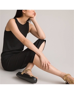 Платье длинное без рукавов из трикотажа черный Laredoute