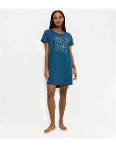 Рубашка-футболка из хлопка с короткими рукавами синий Laredoute