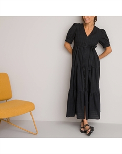 Платье-макси для периода беременности длинное черный La redoute collections