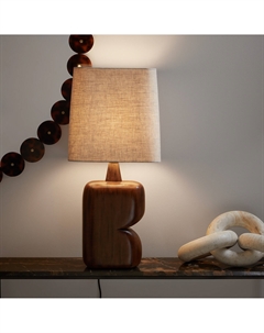 Лампа настольная из мангового дерева и льна Gyra каштановый Laredoute