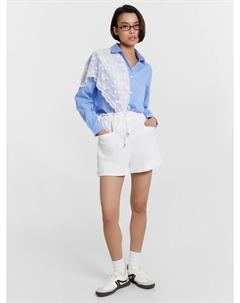 Свободные шорты мини с накладными карманами в белом цвете Mark formelle