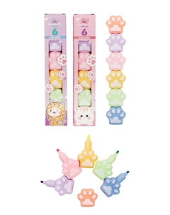 Набор маркеров-текстовыделителей 6 штук/6 цветов лапки Nobrand