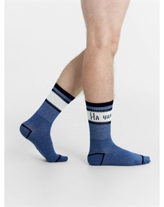 Носки мужские синие с рисунком в виде надписи Mark formelle