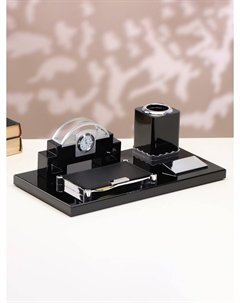 Набор настольный, органайзер 4 в 1 с визитницей и часами, 34×17×13 см Nobrand