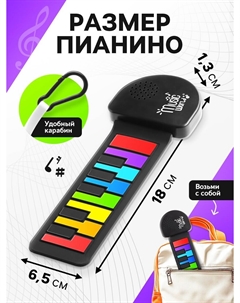 Музыкальное пианино, с сенсорным нажатием и карабином, детское Zabiaka