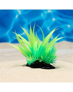 Растение искусственное аквариумное, светящееся, 10 см, зеленое Пижон аква