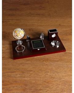 Набор настольный 7 в 1, (карандашница с часами, визитница, глобус, подставка, калька, подставка для мелочей) Nobrand