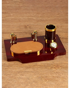 Набор настольный 4 в 1, органайзер с визитницей, красное дерево Nobrand