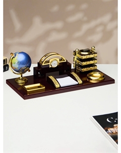 Набор настольный 6в1 (блок д/бумаг, подст. д/печати, карандашница, часы, визитница,глобус) Nobrand