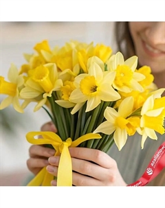 Яркий весенний букет из 19 желтых нарциссов Azalianow цветы. подарки. декор