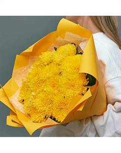 Яркий букет из 15 желтых одноголовых хризантем Azalianow цветы. подарки. декор