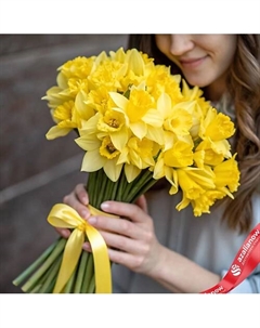 Яркий весенний букет из 25 желтых нарциссов Azalianow цветы. подарки. декор