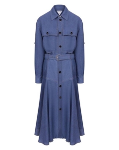 Платье из вискозы и льна Bottega veneta