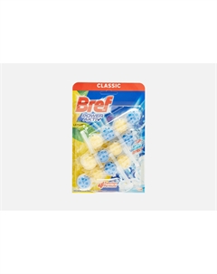 Туалетный блок сила-актив лимонная свежесть в виде блока очистителя для унитаза, средство для туалета 3 блока (150г) Lemon 3 шт Bref