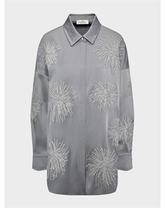 Рубашка сатиновая с вышивкой цветов, серая Panicale