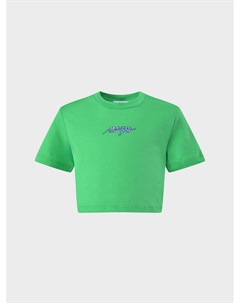 Футболка с разноцветным лого, зеленая Msgm