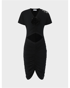 Платье с аппликацией розы и вырезом, черное Philosophy di lorenzo serafini