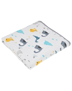 Плед из муслина с принтом "динозавры", 120х120 см Jan&sofie