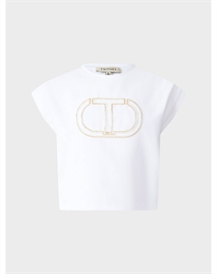 Футболка с лого из бисера Twinset
