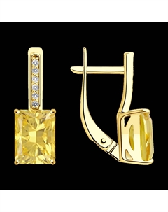 Серьги из желтого золота с кварцами и фианитами Sokolov