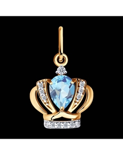 Подвеска из золота с голубым топазом и фианитами Sokolov