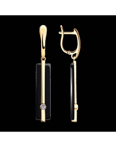 Серьги из золота с бриллиантами и чёрными керамическими вставками Sokolov
