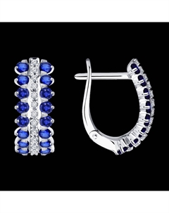 Серьги из белого золота с бриллиантами и сапфирами Sokolov