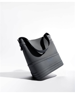 Сумка-ведро из натуральной зернистой кожи серо-голубая Glvr