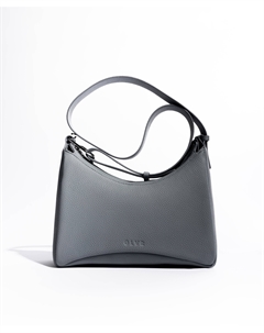 Сумка кросс-боди из натуральной зернистой кожи серо-голубая Glvr