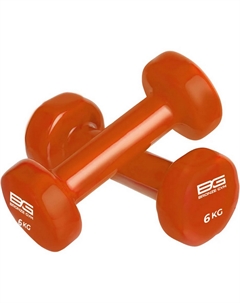 Гантели для аэробики виниловые 6кг, пара BG-FA-VD6 оранжевый Bronze gym