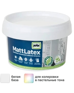 Краска латексная для стен и потолков Mattlatex матовая база A 250 мл Jobi