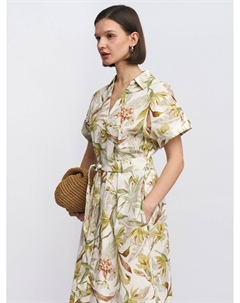 Платье-рубашка с коротким рукавом и поясом Zolla