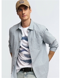 Прямая рубашка в полоску с карманом Zolla