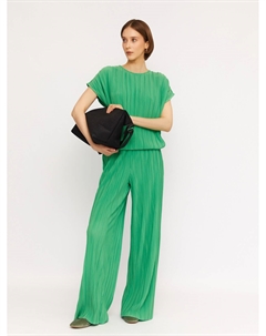 Широкие брюки из фактурной ткани на резинке Zolla