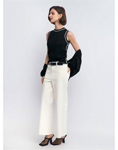 Джинсы силуэта Wide Cropped с высокой посадкой Zolla