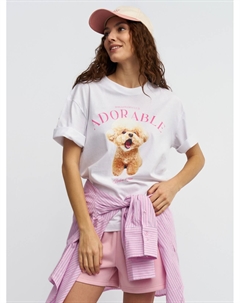 Футболка из хлопка с принтом Zolla