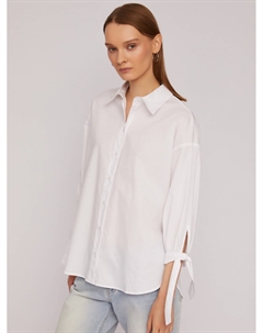 Рубашка из хлопка оверсайз силуэта с акцентными манжетами Zolla