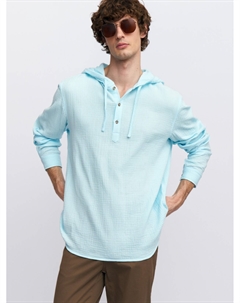 Хлопковая рубашка прямого силуэта с капюшоном Zolla