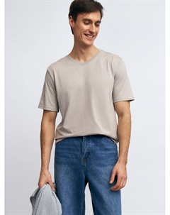 Футболка из хлопка с треугольным вырезом Zolla