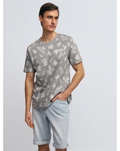 Футболка из хлопка с растительным принтом Zolla