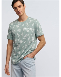 Футболка из хлопка с растительным принтом Zolla