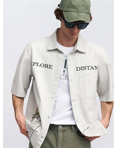 Куртка-рубашка из хлопка с принтом на спине Zolla