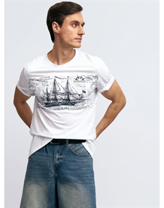 Футболка из хлопка с принтом в морском стиле Zolla